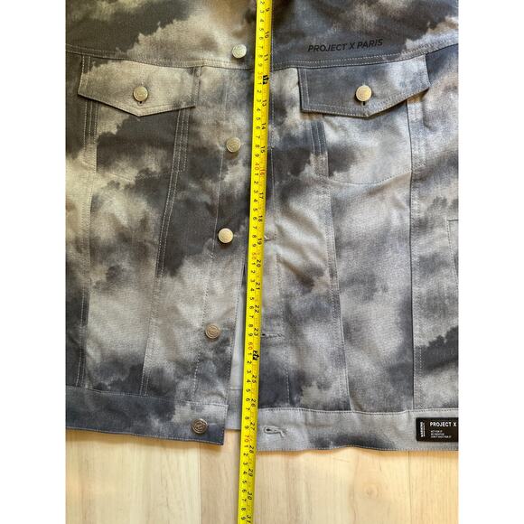 Project X Paris Men Cloud Wash Denim Jacket Streetwear Gray Acid Grunge Urban L - Picture 8 of 8